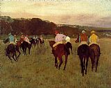 Edgar Degas Famous Paintings - Racehorses at Longchamp